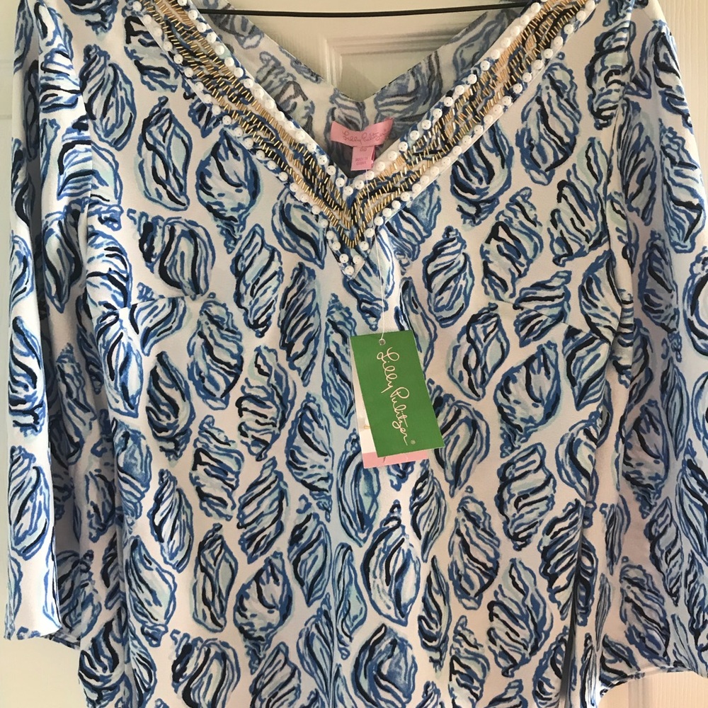 ❤️ Stunning🤩Lilly P Kailen Beaded V Neck Top